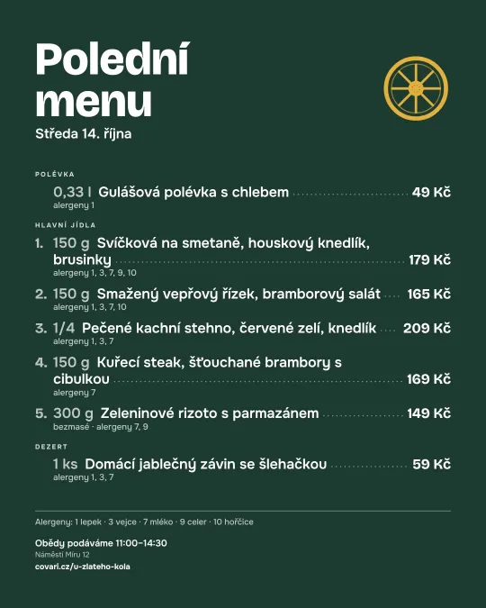 Příspěvek s poledním menu